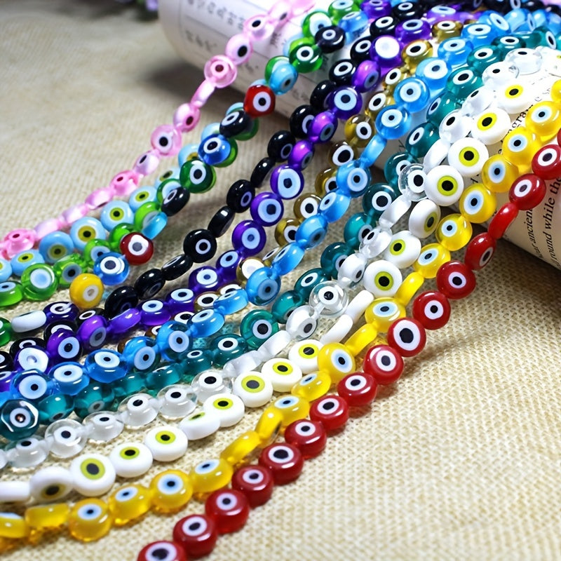 48pcs 8mm Evil Eye Glass Beads for Jewelry Making DIY Charms Materials