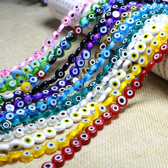 48pcs 8mm Evil Eye Glass Beads for Jewelry Making DIY Charms Materials