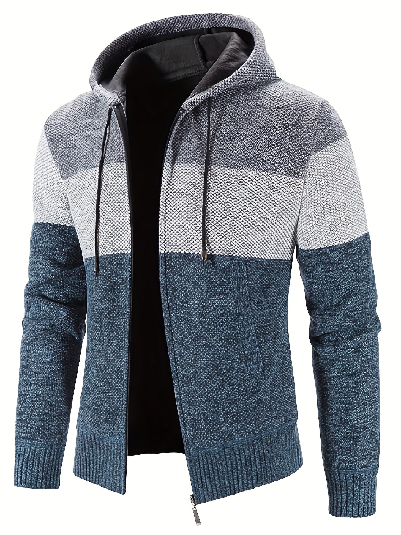 Men's Casual Hooded Cardigan Jacket Zip Up Sweater