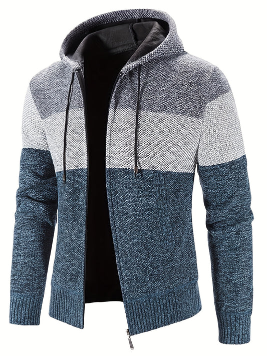 Men's Casual Hooded Cardigan Jacket Zip Up Sweater