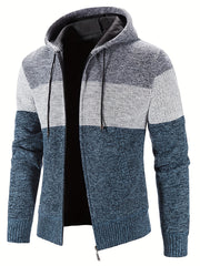 Men's Casual Hooded Cardigan Jacket Zip Up Sweater