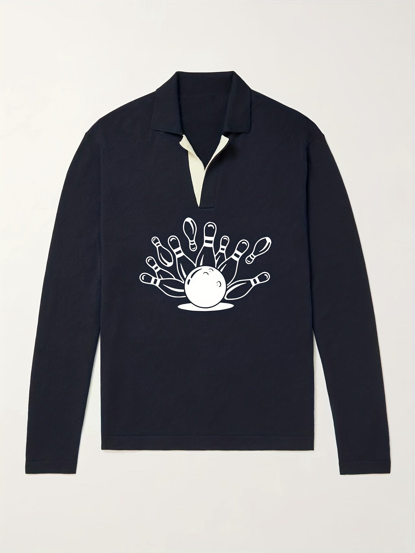 Men's Bowling Ball Pattern Knit Polo Shirt