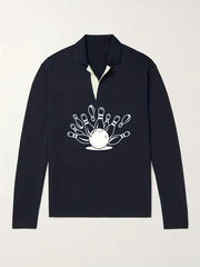 Men's Bowling Ball Pattern Knit Polo Shirt