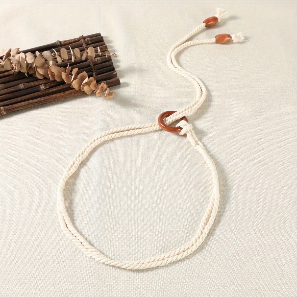Braided Rope Belt with Tassel Sash - Vintage Style Waistband