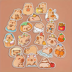 50 Adorable Capybara Cartoon Stickers with Fun Accessories Self Adhesive Decals