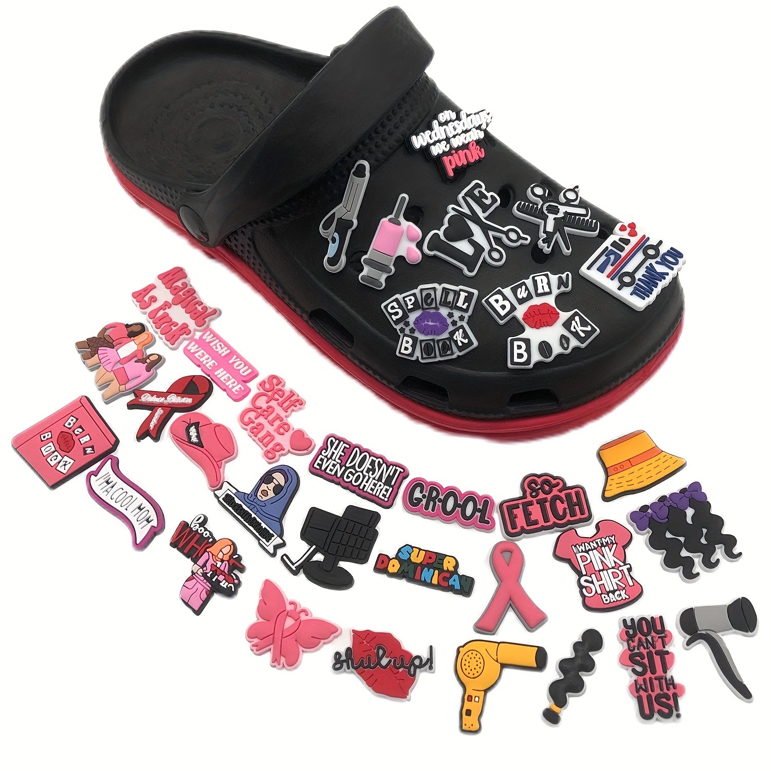 33pcs Pink Girls Theme Pvc Decorative Buckle For Shoes