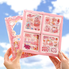 100 Pieces Four-in-One Journal Scrapbook Paper & Sticker Pack