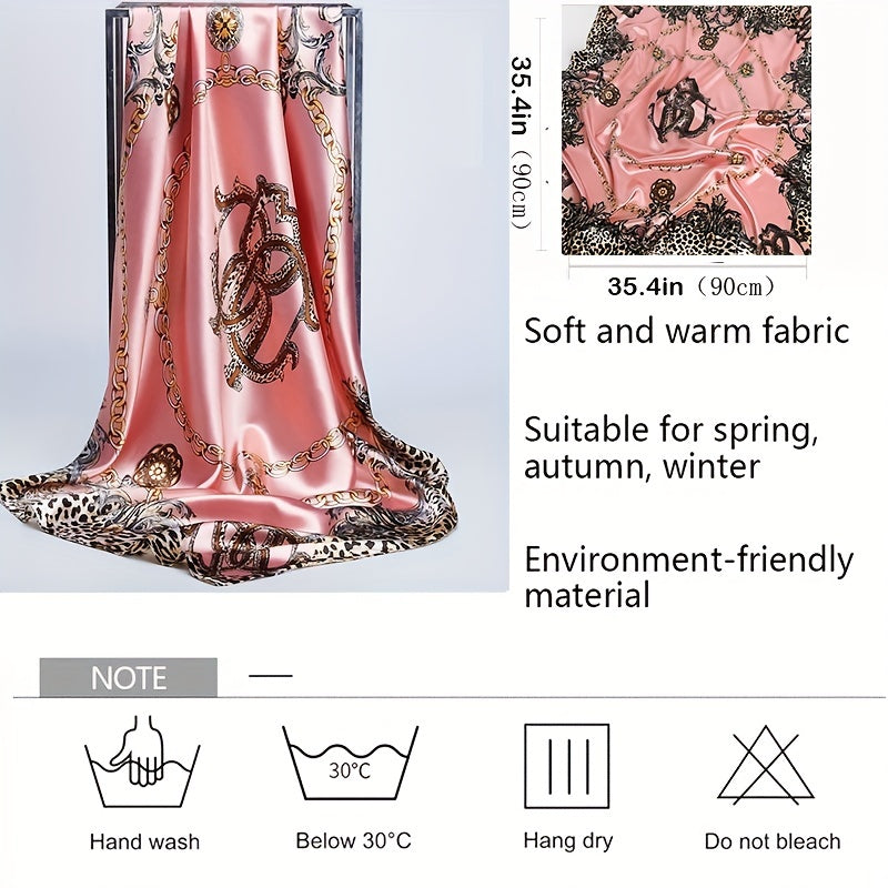 Square Women Hijab Print Head Scarves Ramadan Bandana Satin Silk Scarves