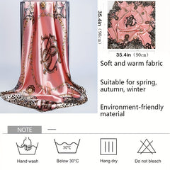 Square Women Hijab Print Head Scarves Ramadan Bandana Satin Silk Scarves