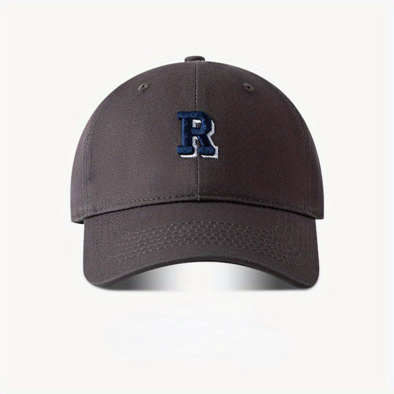 3D R Baseball Cap for Wide Head, Summer Cotton Peaked Cap for Men and Women