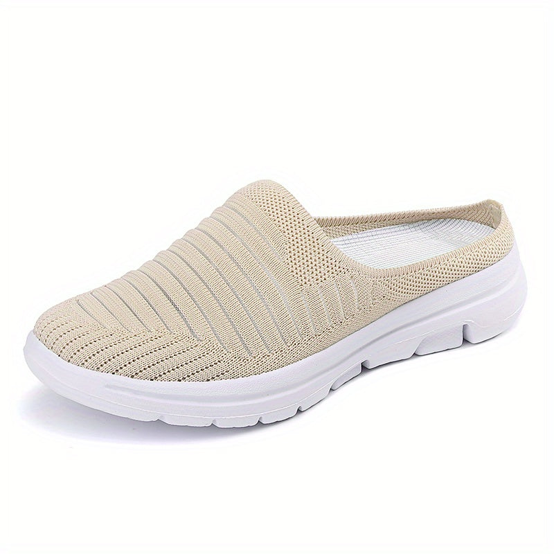 Women's Breathable Knit Mule Sneakers Lightweight Slip On Shoes