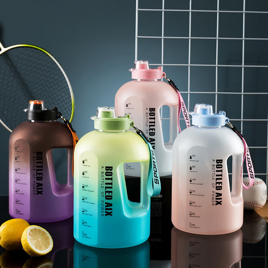 2200ML Large Capacity Water Bottle with Time Marker Gradient Design