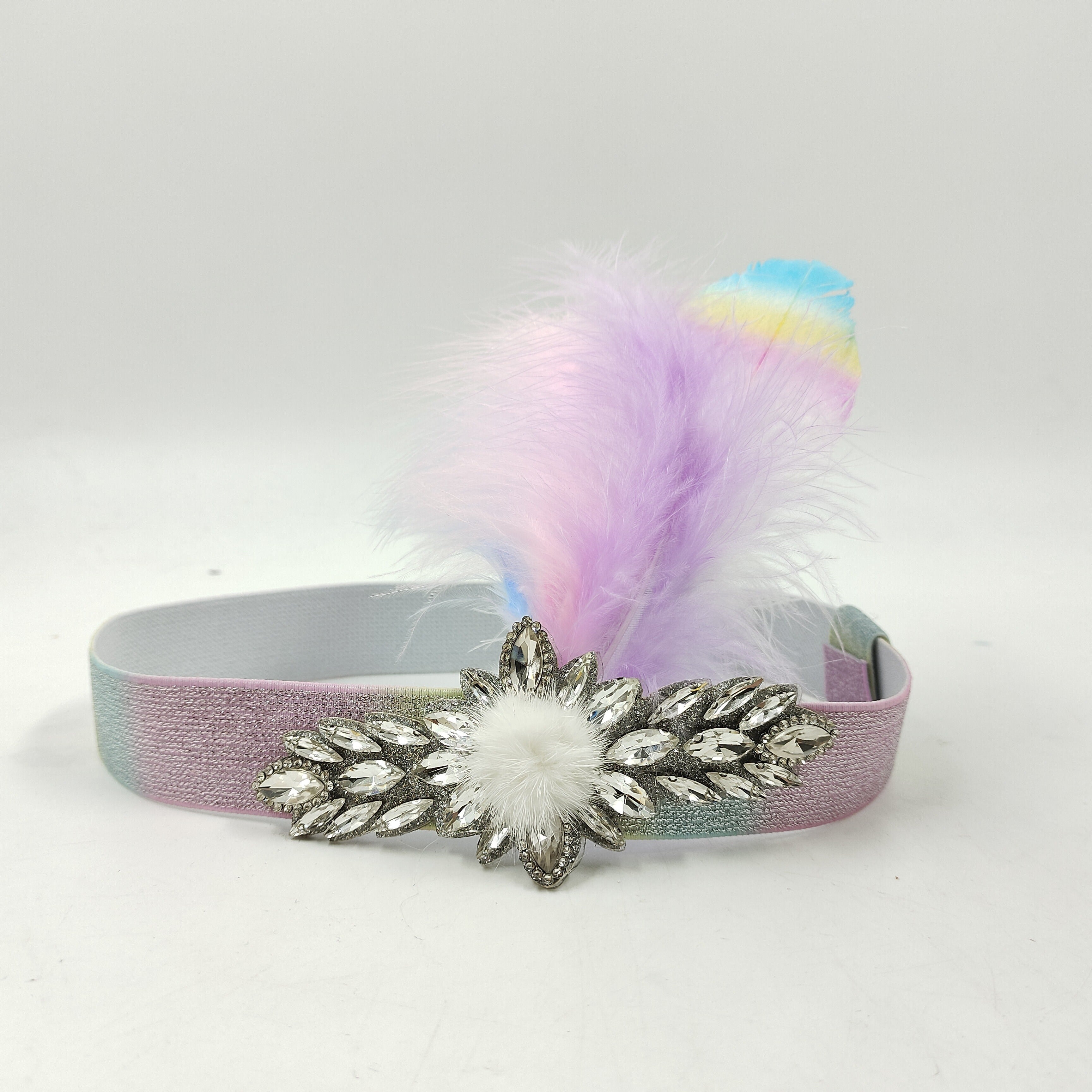 Colorful Gradient Feather Headband for Women