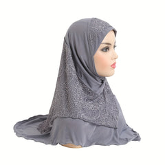 Muslim Hijab Arab Hat Lace Stitching Veil Hat for Girls