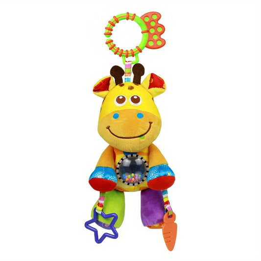 Baby Stroller Hanging Animal Plush Toy with Rattle and Teether