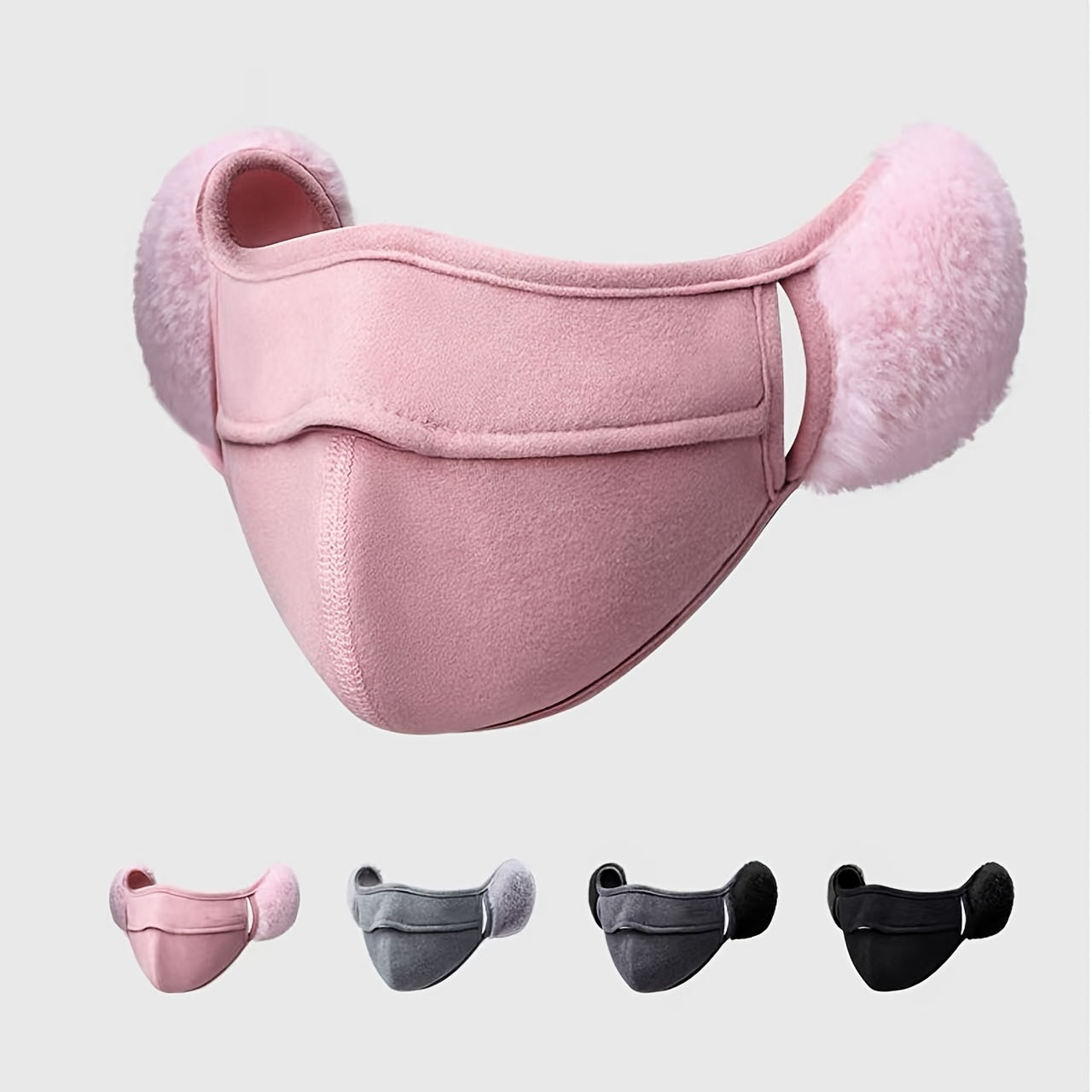 2 in 1 Solid Face Mask Earmuffs, Warm Velvet Ear Warmers
