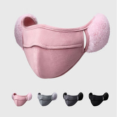 2 in 1 Solid Face Mask Earmuffs, Warm Velvet Ear Warmers