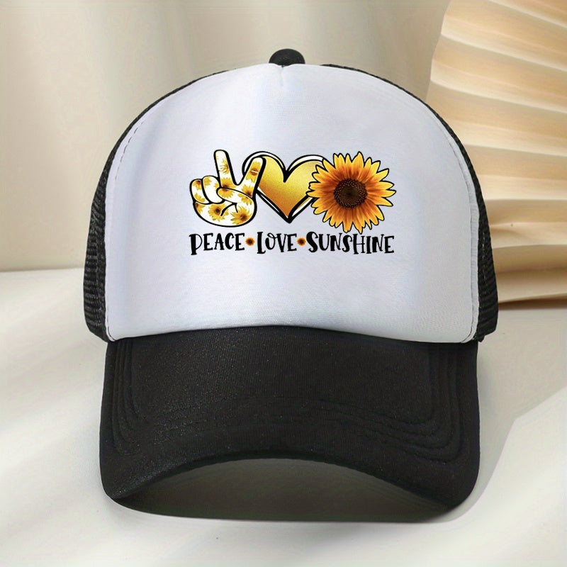 Sunflower Print Baseball Cap Outdoor Sunshade Trucker Hat