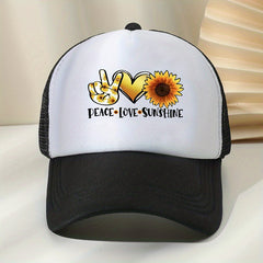 Sunflower Print Baseball Cap Outdoor Sunshade Trucker Hat
