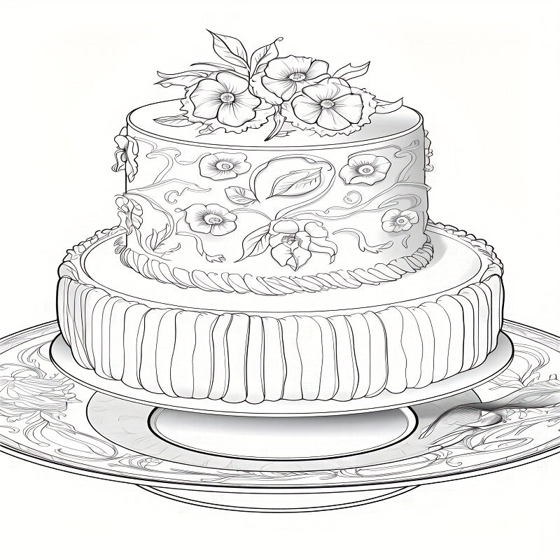Deluxe Desserts & Cakes Coloring Book 22 Pages Fun Art for Adults Perfect Gift