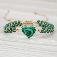 Woven Bracelet Turquoise Heart Stone Accessory Couple Jewelry