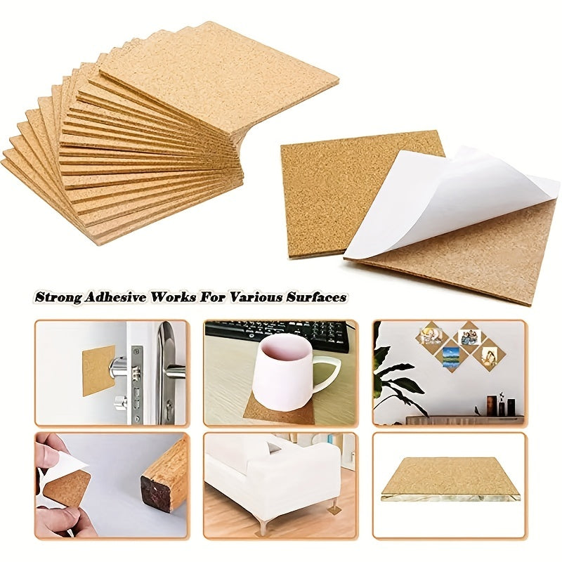 15pcs Self-adhesive Cork Coaster DIY Square Round Mat
