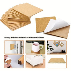15pcs Self-adhesive Cork Coaster DIY Square Round Mat