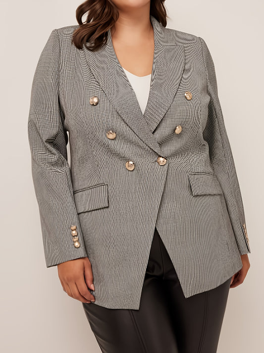  Casual Plaid Blazer Long Sleeve Lapel
