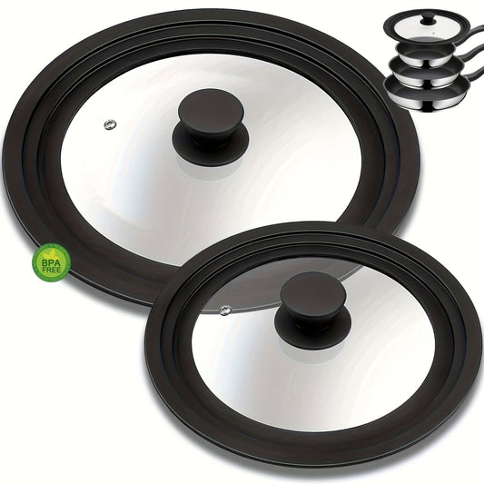 Universal Lids For Pots Pans Frying Pans Tempered Glass With Silicone Rim