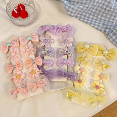 10pcs Colorful Flowers Bow Hair Clips Hairpin for Baby Girls