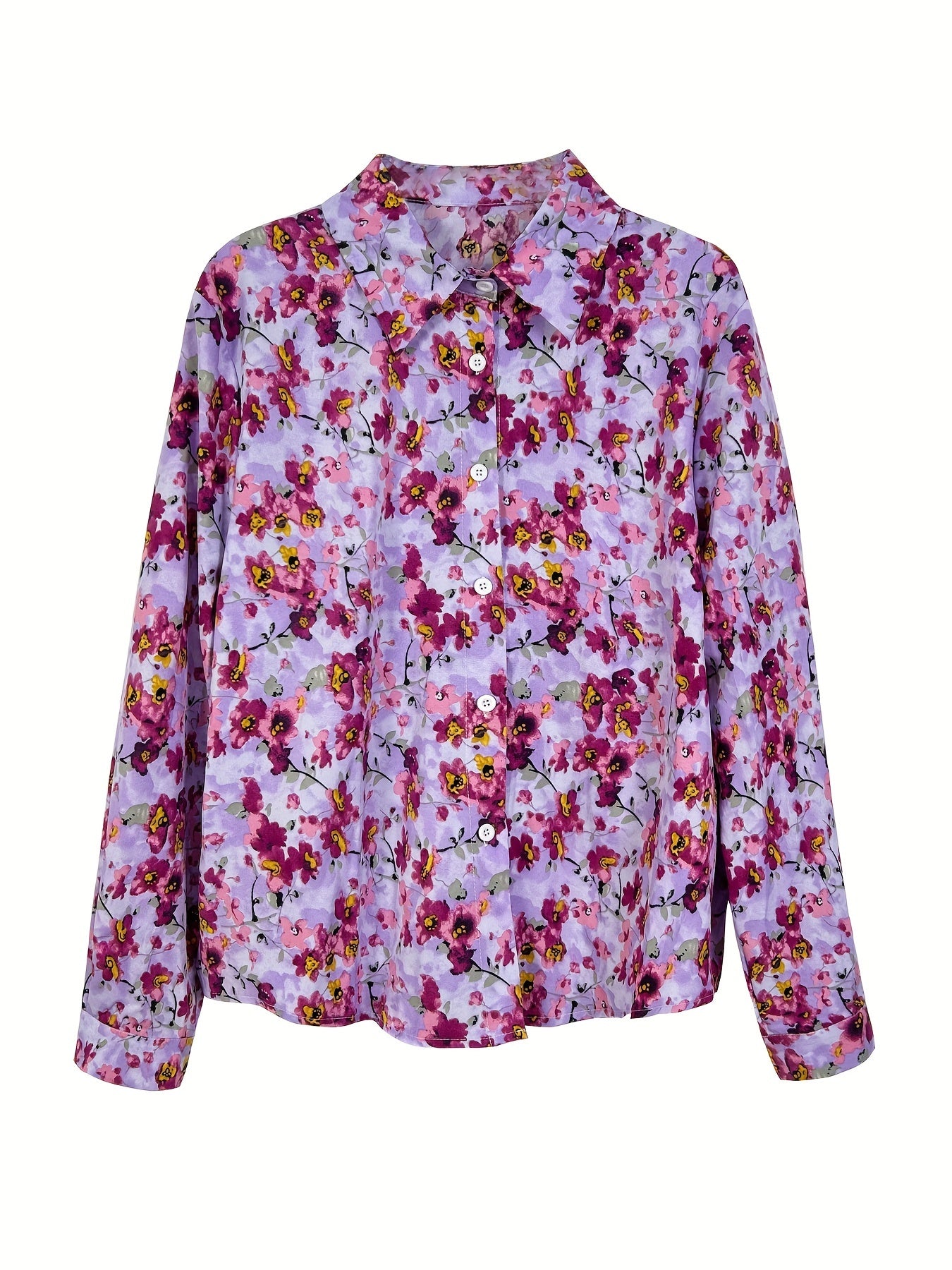  Floral Print Long Sleeve Blouse