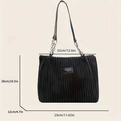 Corduroy Tote Bag Solid Shoulder Bag For Women