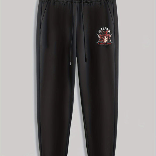 Skull Print Men's Drawstring Sweatpants Loose Casual Trousers