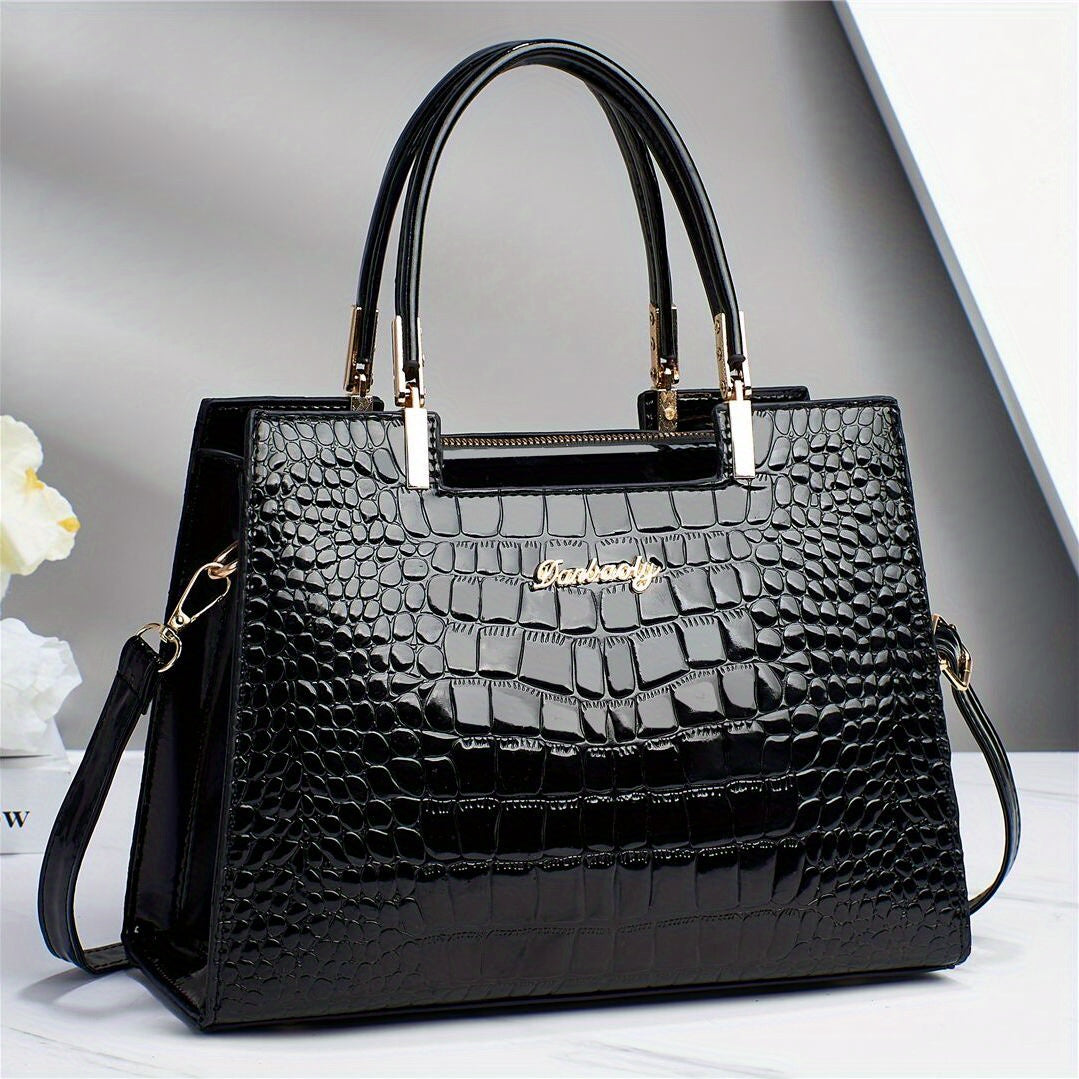 Crocodile Pattern Leather Handbag Multifunctional Crossbody Bag