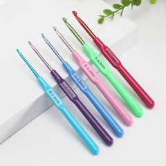 6pcs Thin Handle Crochet Hooks Soft Grip Set