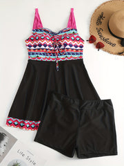  Boho Tankini Set Women's Plus Tribal Print Tankini Two Piece Set