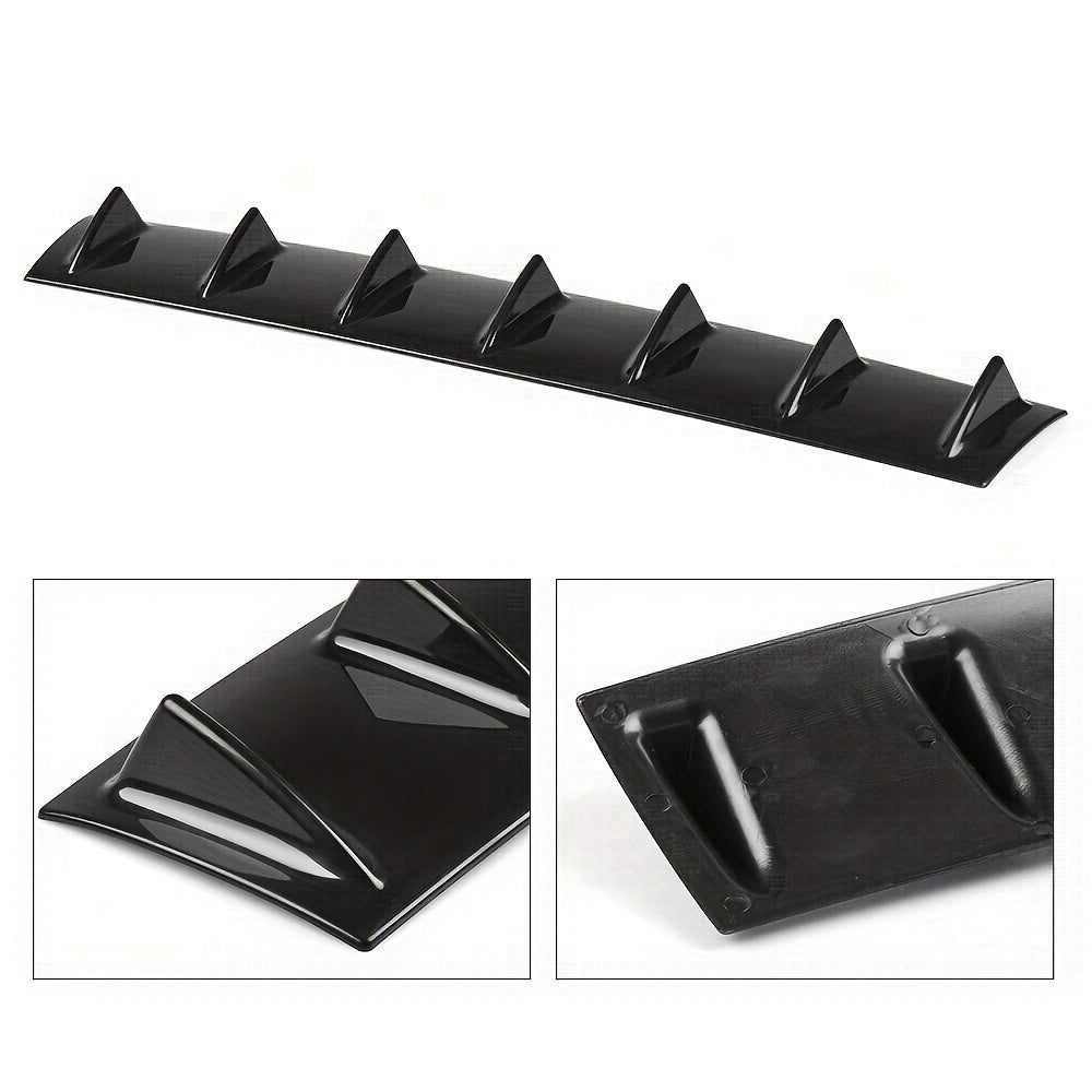 Universal Car Rear Bumper Lip 7 Fin Shark Fin ABS Diffuser Bright