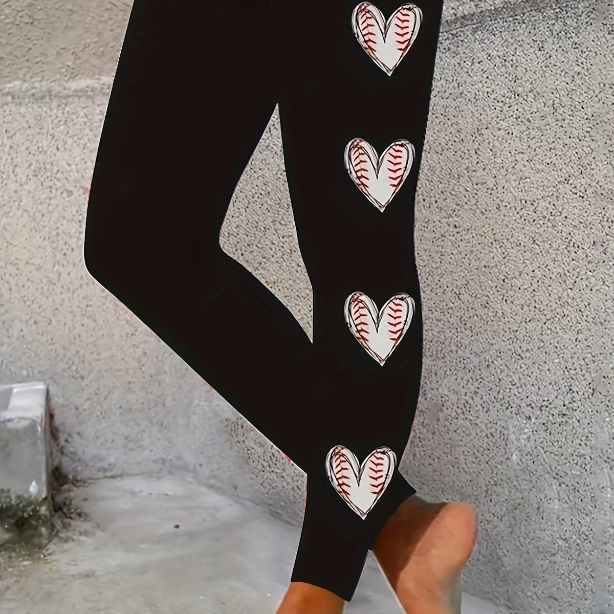  Heart Rugby Print High Rise Leggings