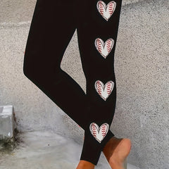  Heart Rugby Print High Rise Leggings