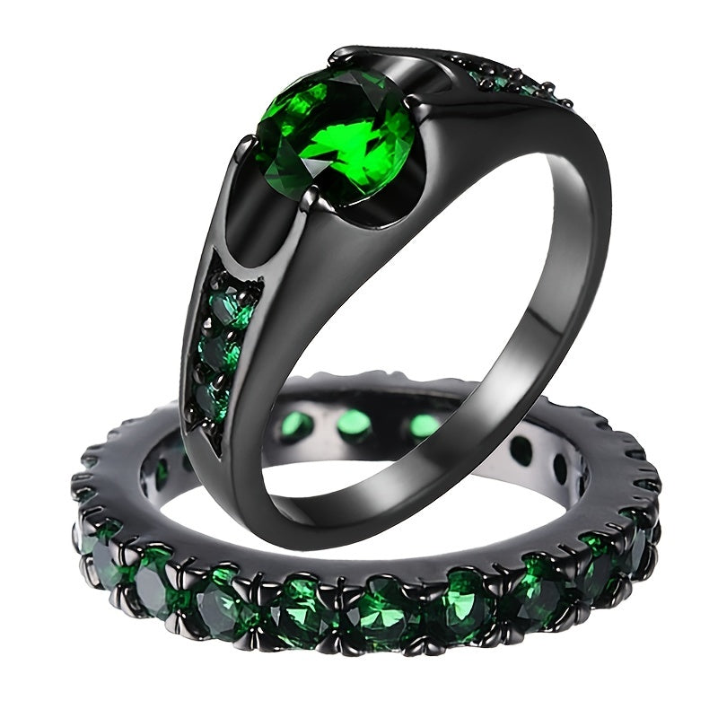 Gemstone Couple Ring Jewelry Accessories Engagement Wedding Hand Jewelry