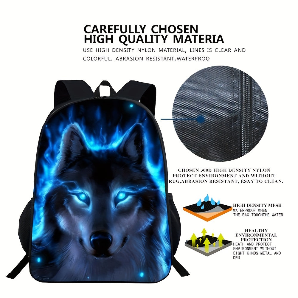 Kids' 3D Wolf Backpack - Casual School Bag for Boys