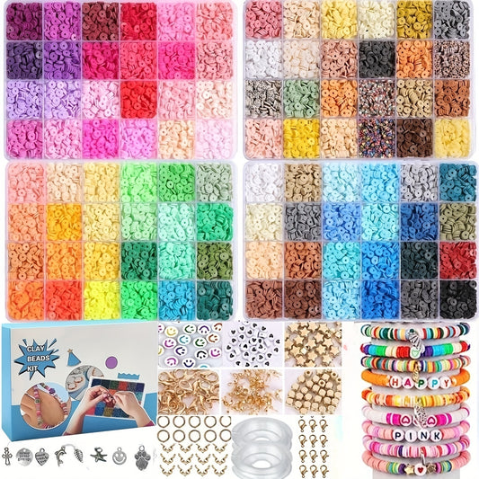 Polymer Clay Beads Charm Bracelet Making Kit - 96 Colors