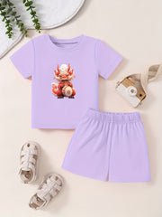 Toddler Kid 2pcs Bottoming Set Short Sleeve T shirt & Matching Shorts