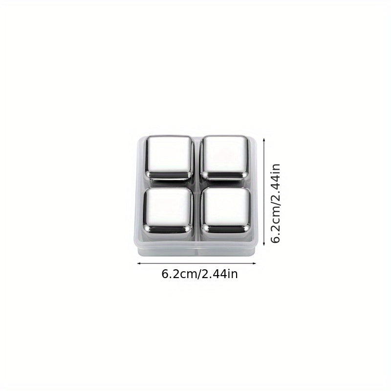 3pcs Stainless Steel Ice Cube Reusable Chilling Whiskey Stones