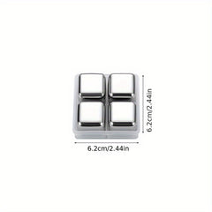 3pcs Stainless Steel Ice Cube Reusable Chilling Whiskey Stones