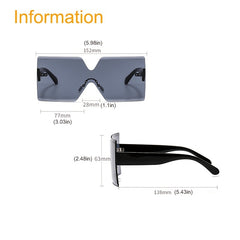 Oversized Square Sunglasses Rimless Frame Transparent Shades Women UV400
