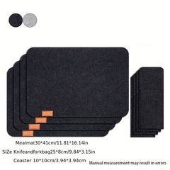 3pcs Felt Placemat Set with Coaster & Fork Bag