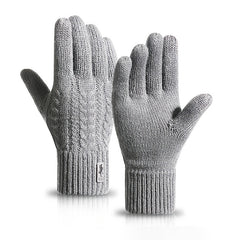 Double Layer Thick Knit Gloves with Fleece & Touch Screen Access