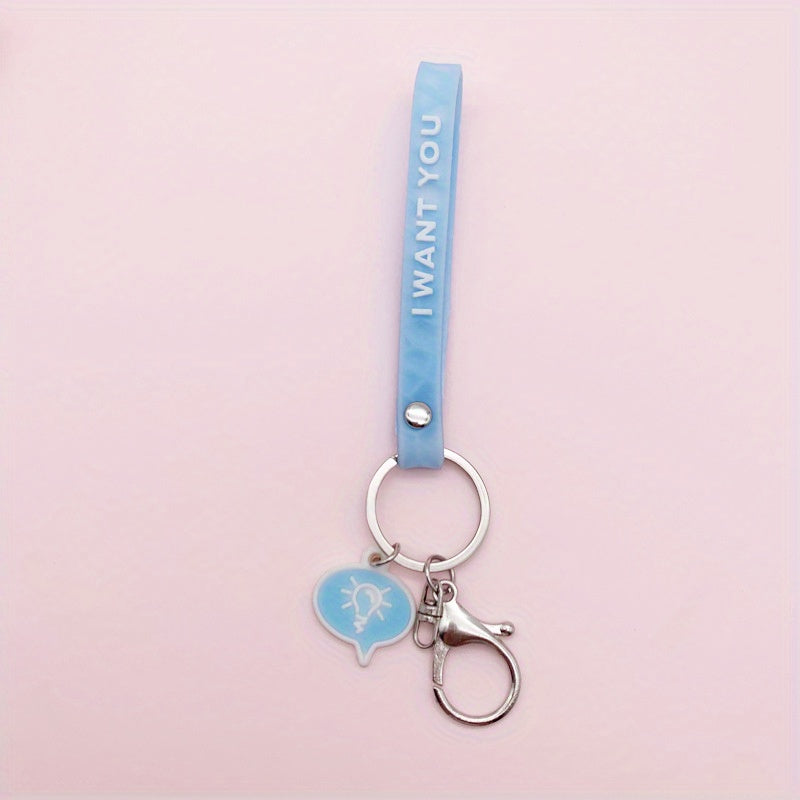 Soft PVC Geometric Cut Leather Rope Keychain For Men