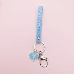 Soft PVC Geometric Cut Leather Rope Keychain For Men